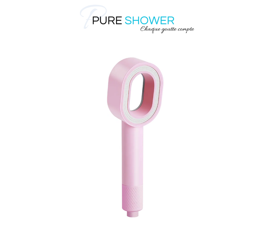 Pommeau de douche rose avec double filtre