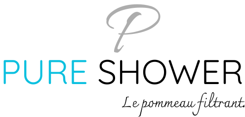 Photo du logo de la marque pure shower marque de pommeau haute pression design avec filtre anti calcaire et chlore
