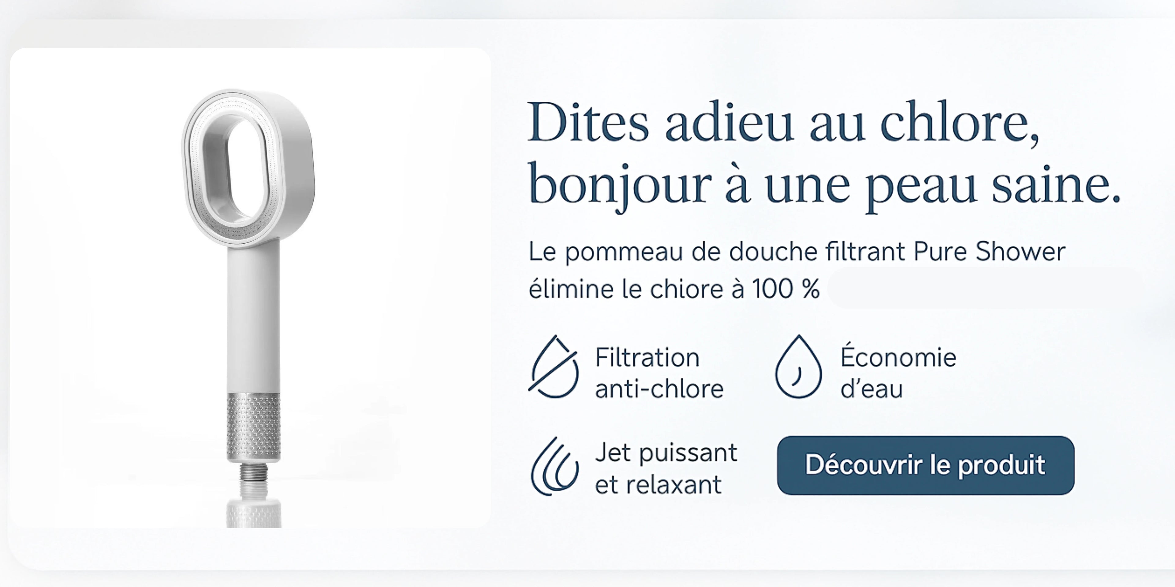 Photo et avantages du pommeau de douche filtrant chlore et calcaire design dyson