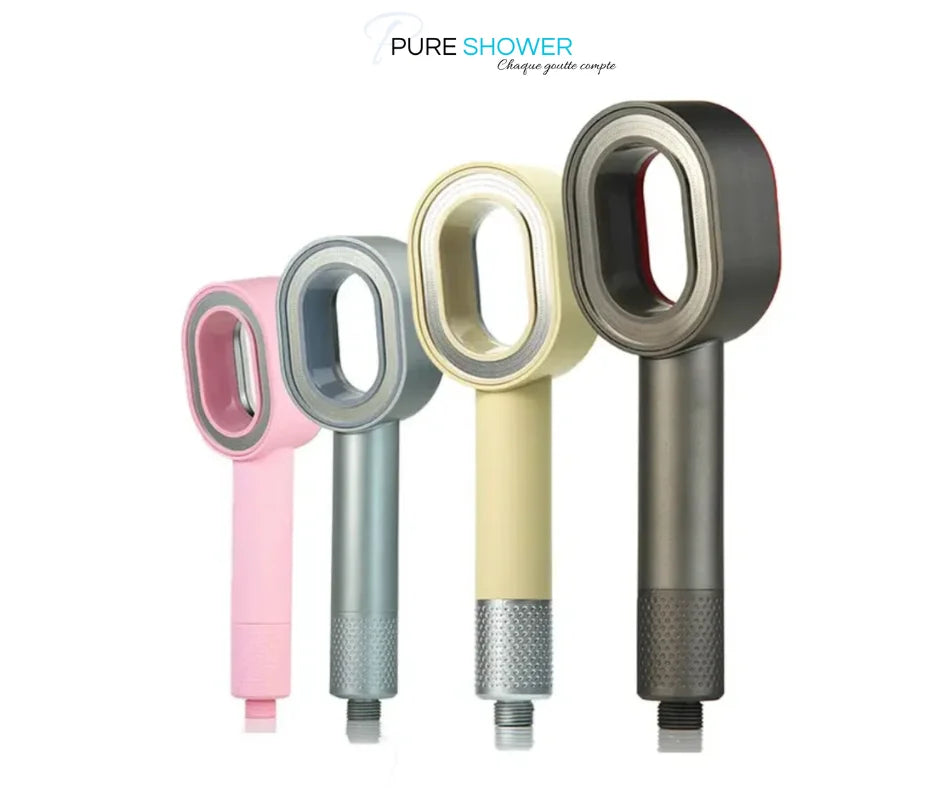 "Pommeau de douche écologique Pure Shower avec filtre anti-chlore style design différentes couleurs disponible" Protection contre les effets néfastes du chlore pour les peaux sensibles.
Idéal pour les enfants et les personnes ayant des problèmes de peau.
Contribue à préserver l'environnement en réduisant la consommation d'eau.