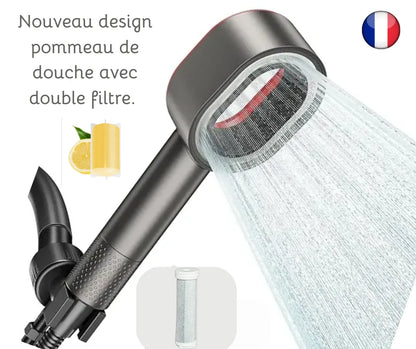 pour une meilleure filtration de votre eau de douche voici le pommeau design anti chlore et parfumé idéal pour une peau douce et cheveux lisse  Protection contre les effets néfastes du chlore pour les peaux sensibles.
Idéal pour les enfants et les personnes ayant des problèmes de peau.
Contribue à préserver l'environnement en réduisant la consommation d'eau.